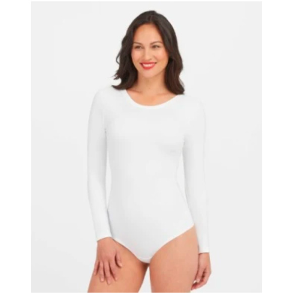 SPANX Women's Suit Yourself Long Sleeve Scoop Neck Bodysuit White 1X NWT 98 - Picture 1 of 6